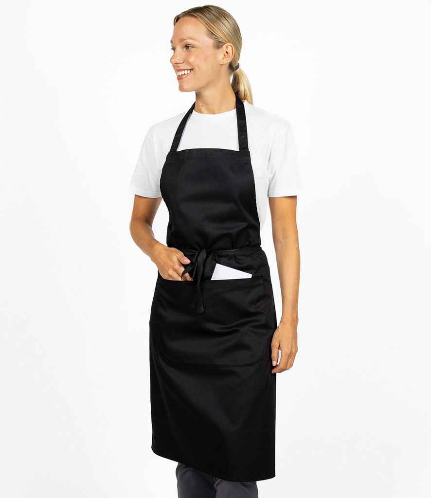 Dennys Low Cost Apron with Pocket in Black, front view