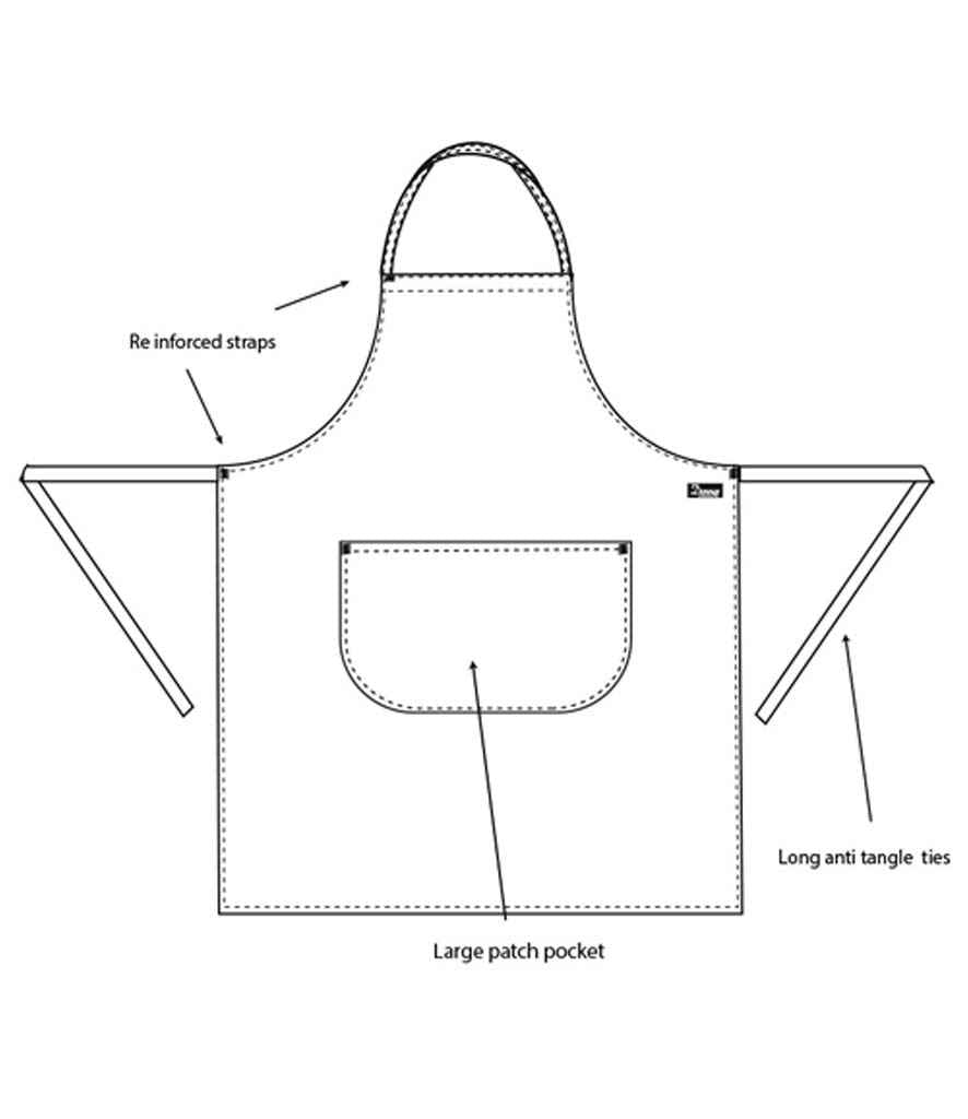 Dennys Bib Apron with Pocket in Black, front view