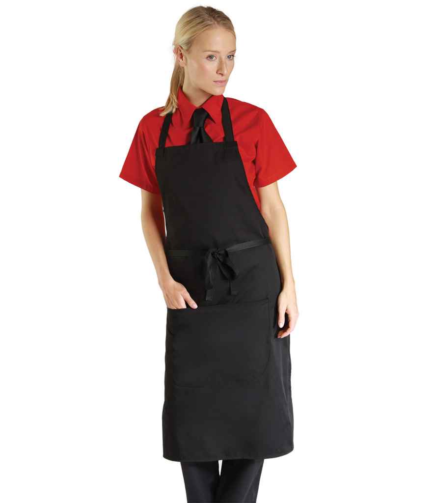 Dennys Bib Apron with Pocket in Black