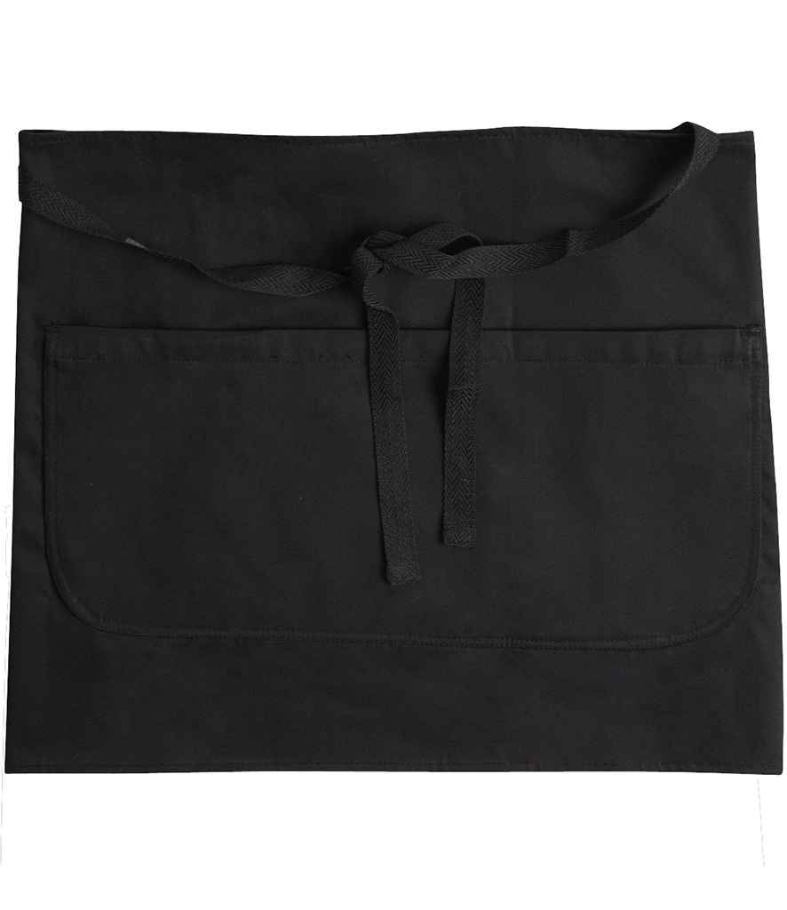 Dennys Bar Apron with Pocket in Black, front view
