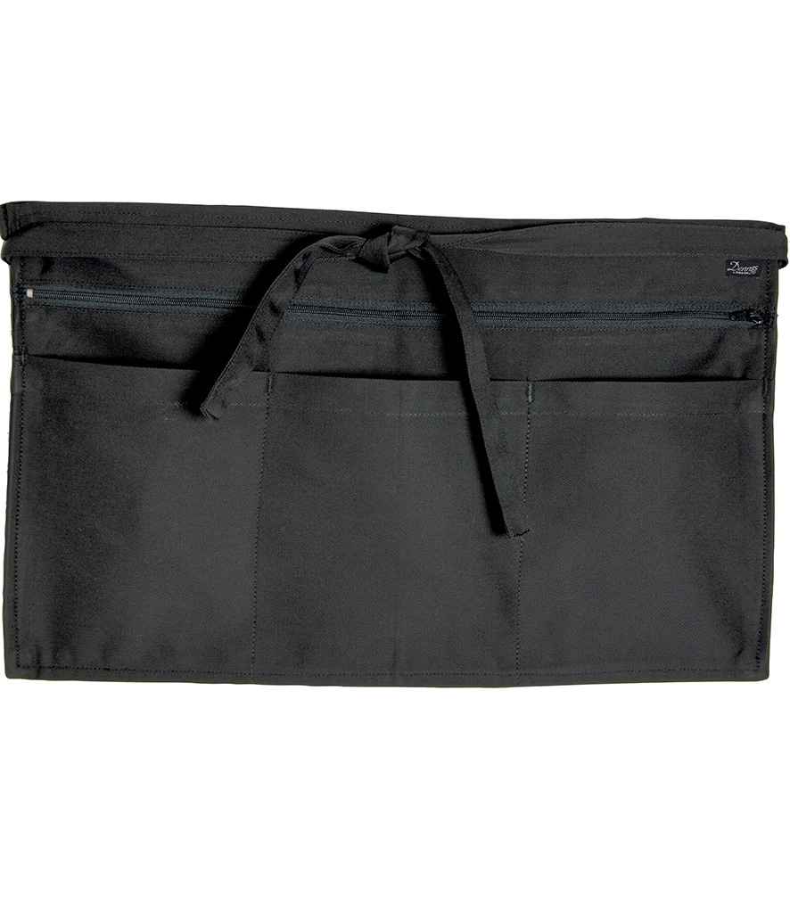 Dennys Zip Pocket Apron in Black, front view