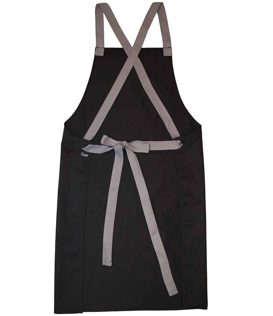Dennys Cross Back Apron in Black, back view