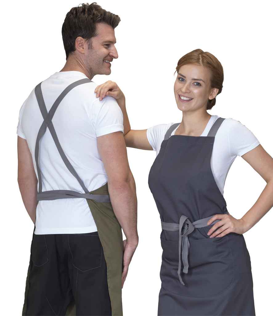 Dennys Cross Back Apron in Olive Green
