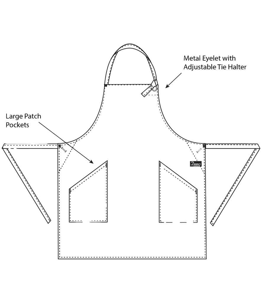 Dennys Canvas Apron with Metal Eyelets in Black