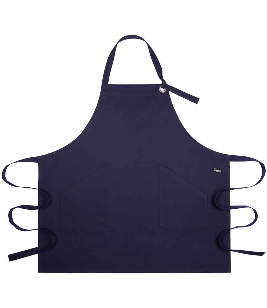 Dennys Canvas Apron with Metal Eyelets in Navy, front view