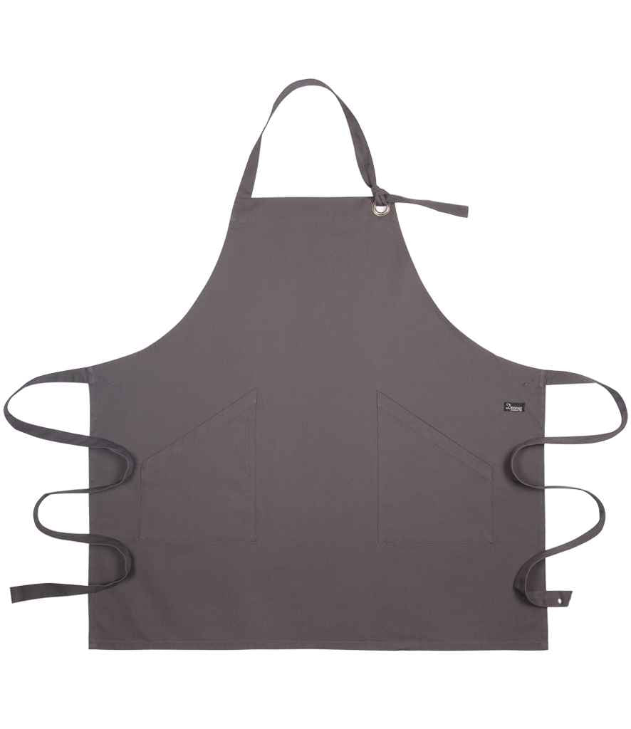 Dennys Canvas Apron with Metal Eyelets in Storm Grey, front view