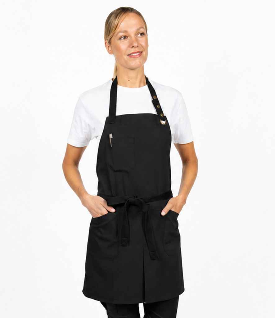 Dennys Canvas Apron with Front Split in Black