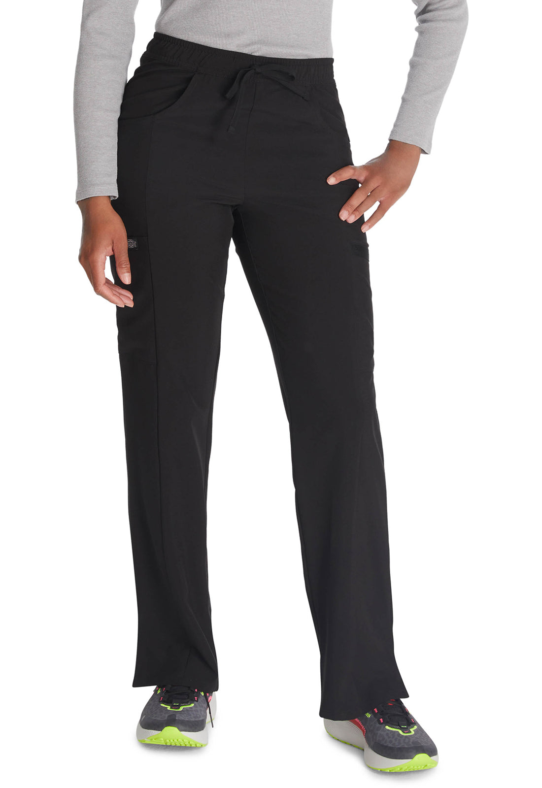 Dickies DKE010 Mid Rise Straight Leg Drawstring Pant - Black (front)