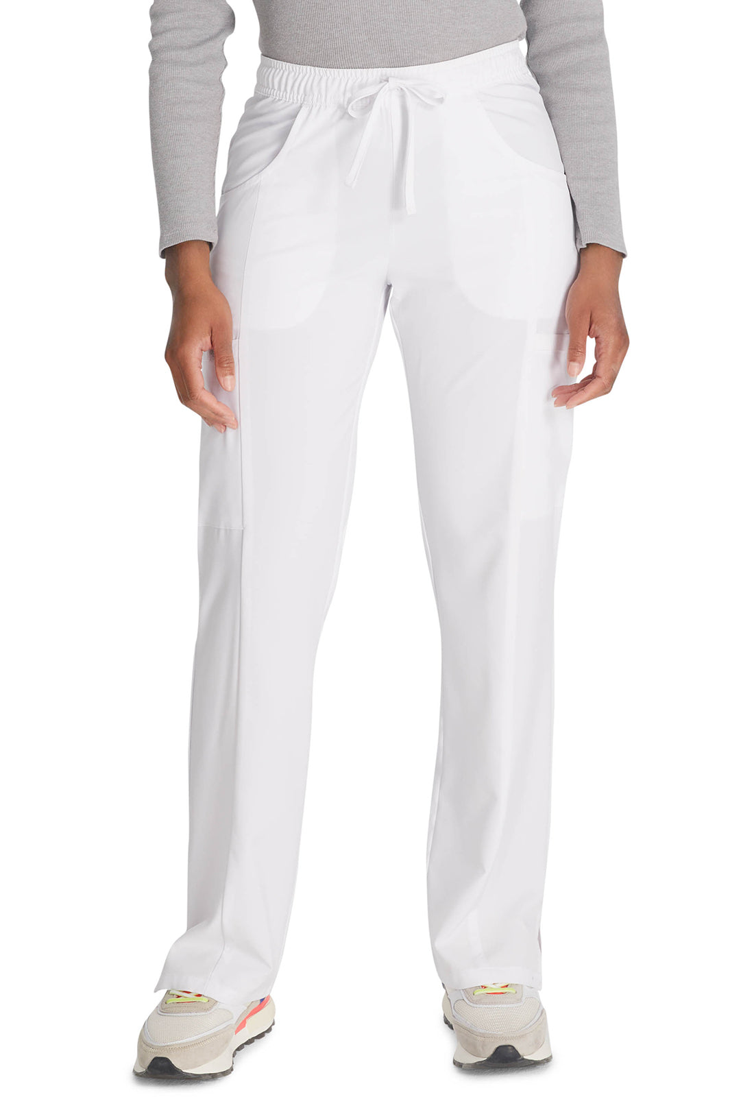Dickies DKE010 Mid Rise Straight Leg Drawstring Pant - White (front)