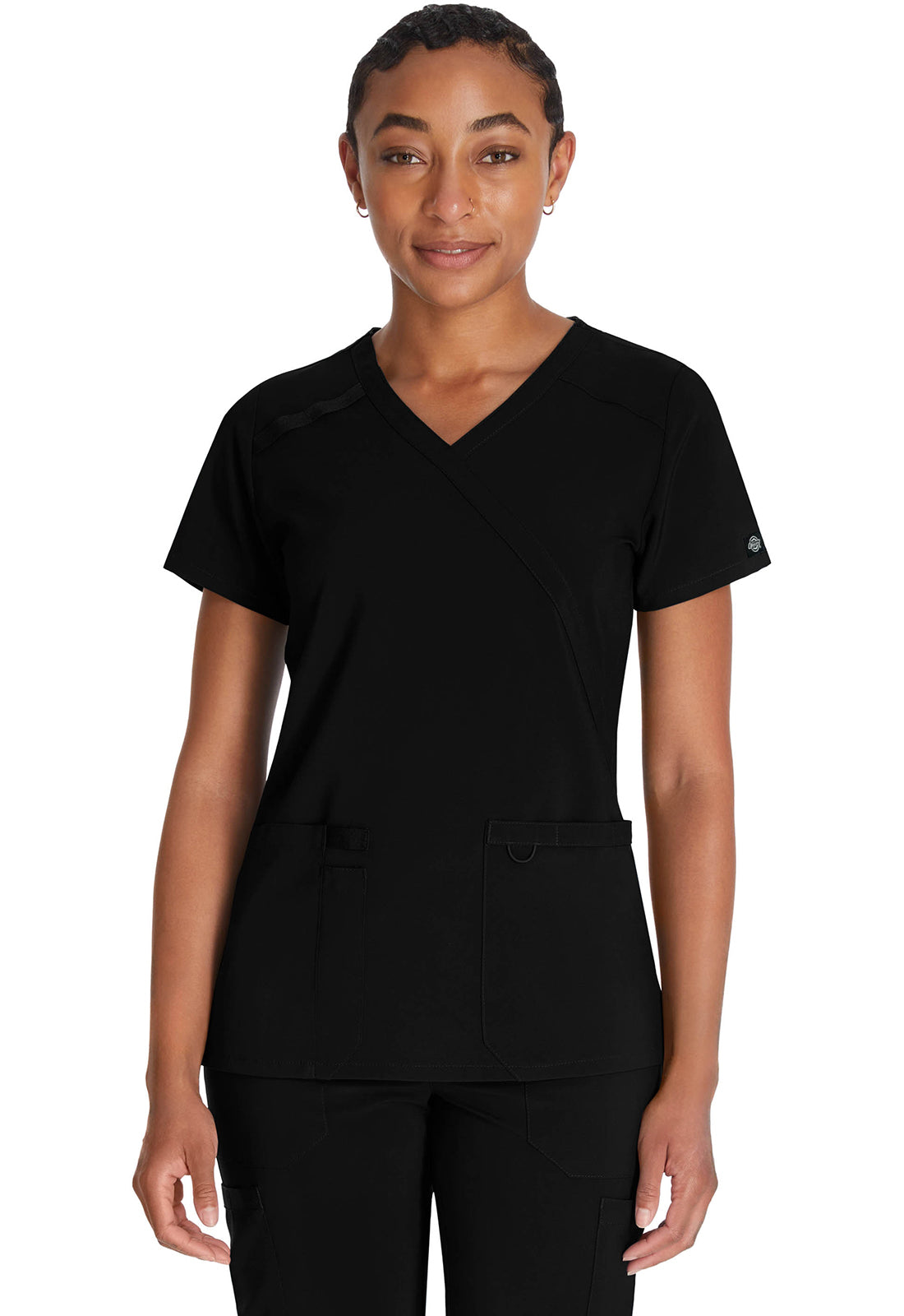 Dickies DKE625 Mock Wrap Top - Black (front)