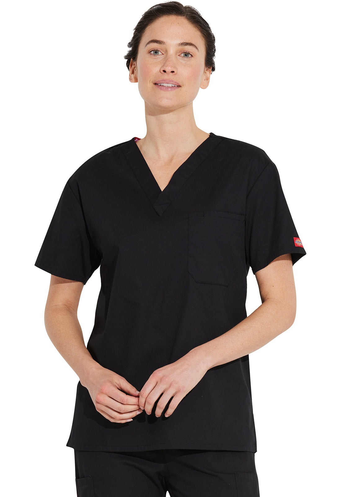 Dickies DKE83706 Unisex Tuckable V-Neck Top - Black (front)