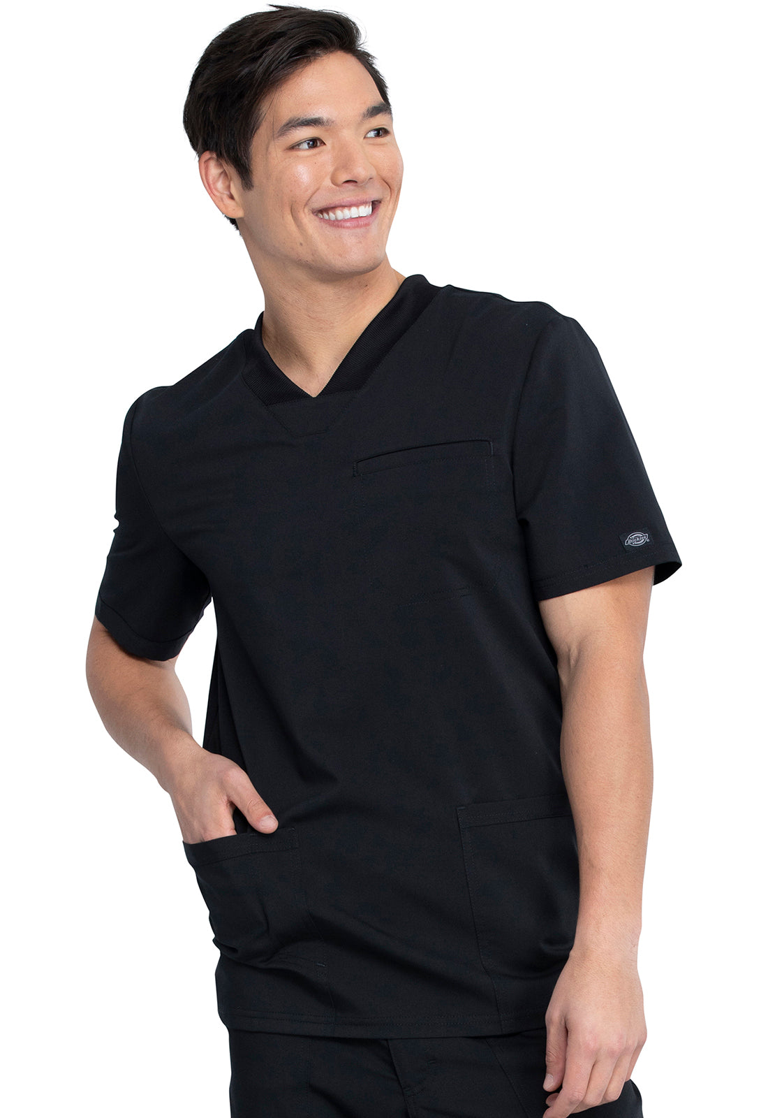 Dickies DKE845 Men's V-Neck Top - Black (front)