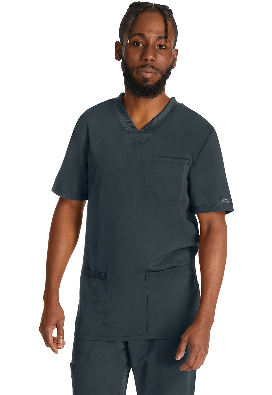 Dickies DKE845 Men's V-Neck Top - Pewter (front)