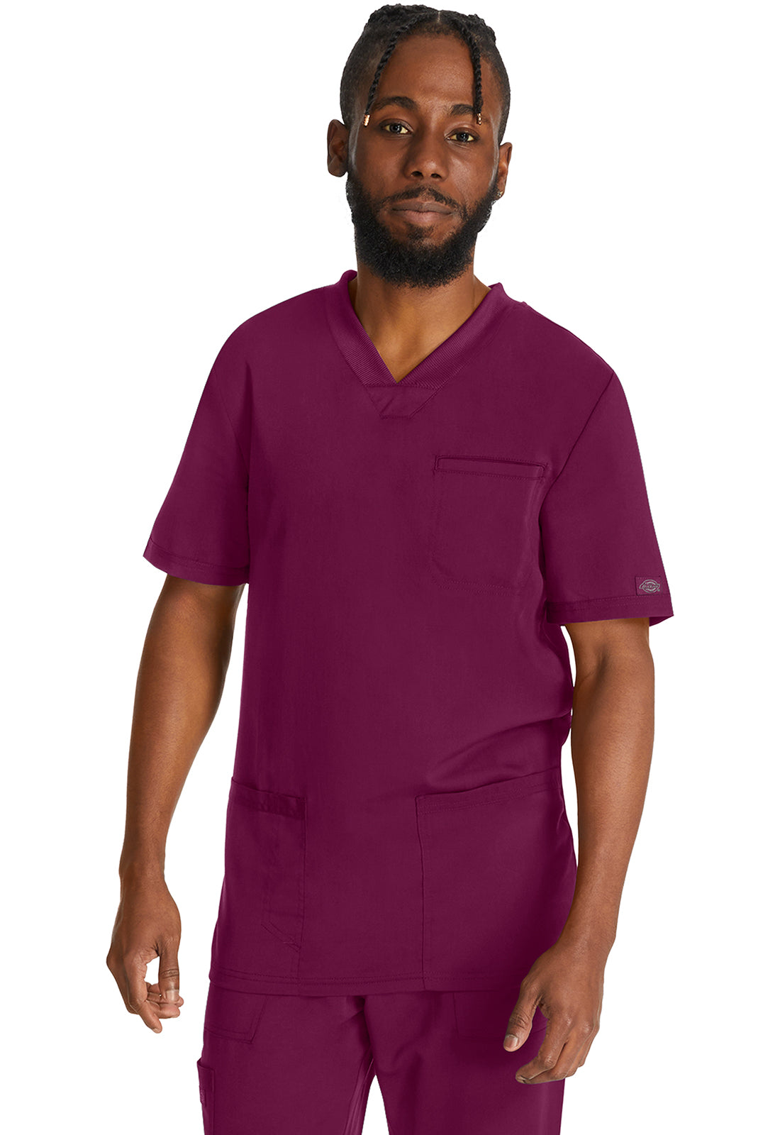 Dickies DKE845 Men's V-Neck Top - Wine (front)