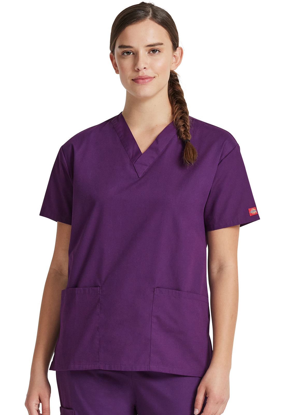 Dickies DKE86706 V-Neck Top - Eggplant (front)