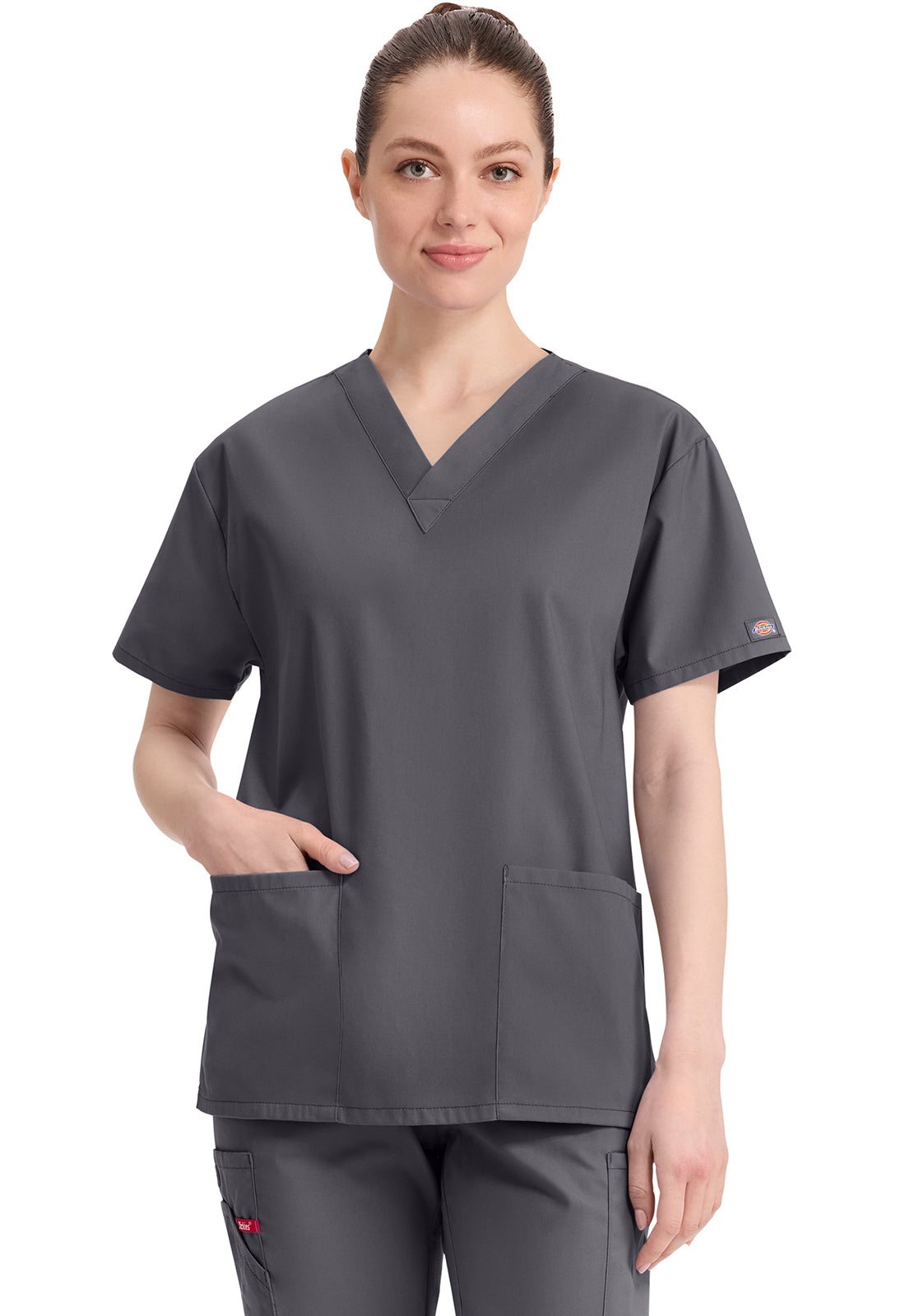 Dickies DKE86706 V-Neck Top - Pewter (front)