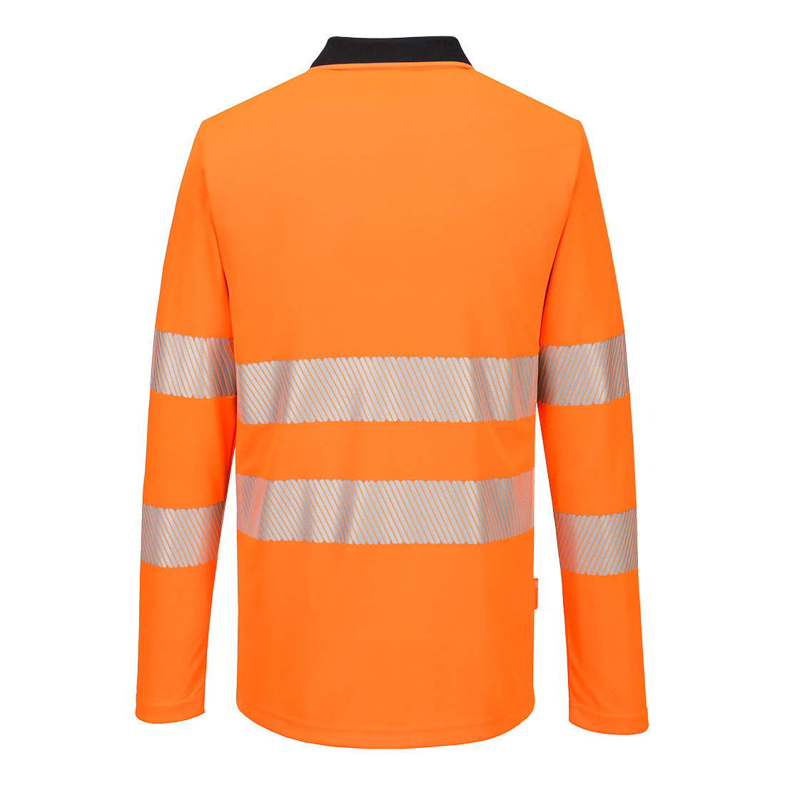 Portwest DX419 DX4 Hi-Vis Zip Polo Shirt L/S in Orange/Black, back view