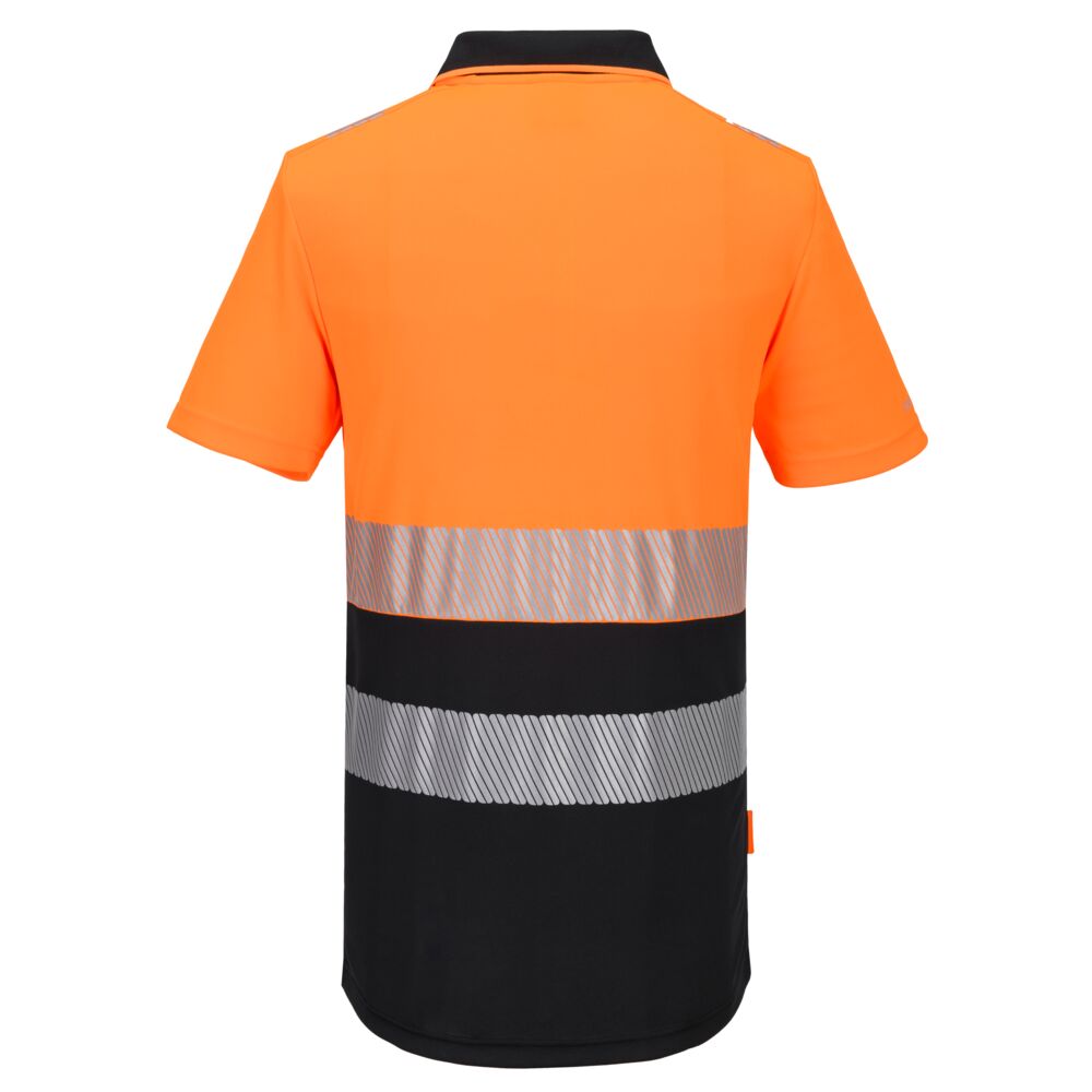 Portwest DX435 DX4 Hi-Vis Zip Class 1 Polo Shirt S/S in Orange/Black, back view