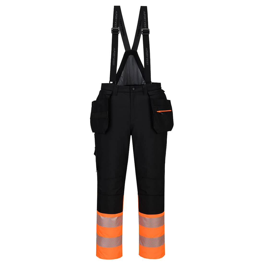 Portwest DX4 Hi-Vis Class 1 Winter Bib and Brace in Orange/Black, main product image