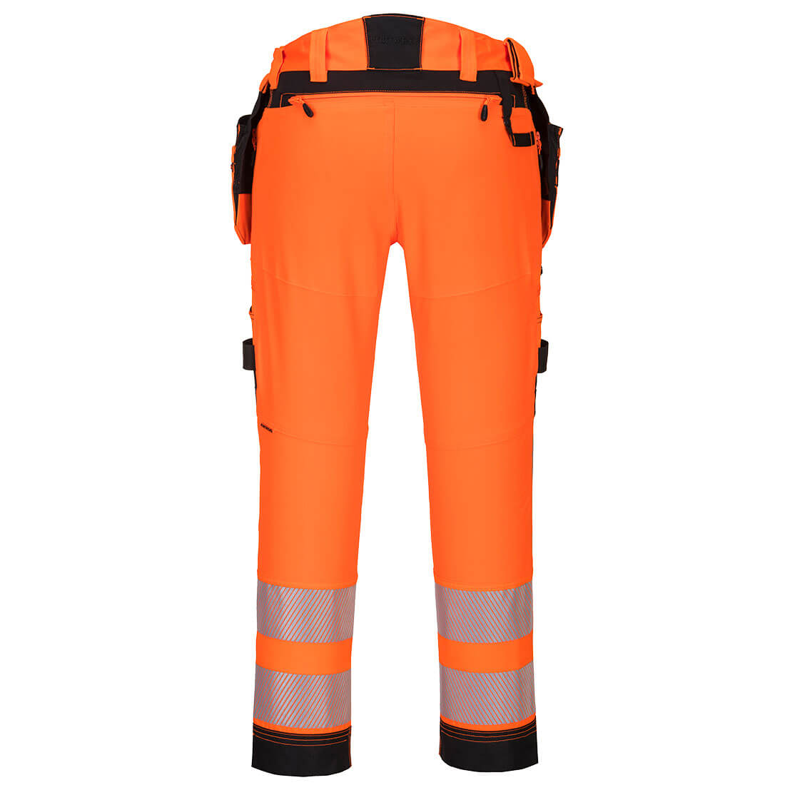 Portwest DX442 DX4 Hi-Vis Detachable Holster Pocket Trousers in Orange/Black, back view