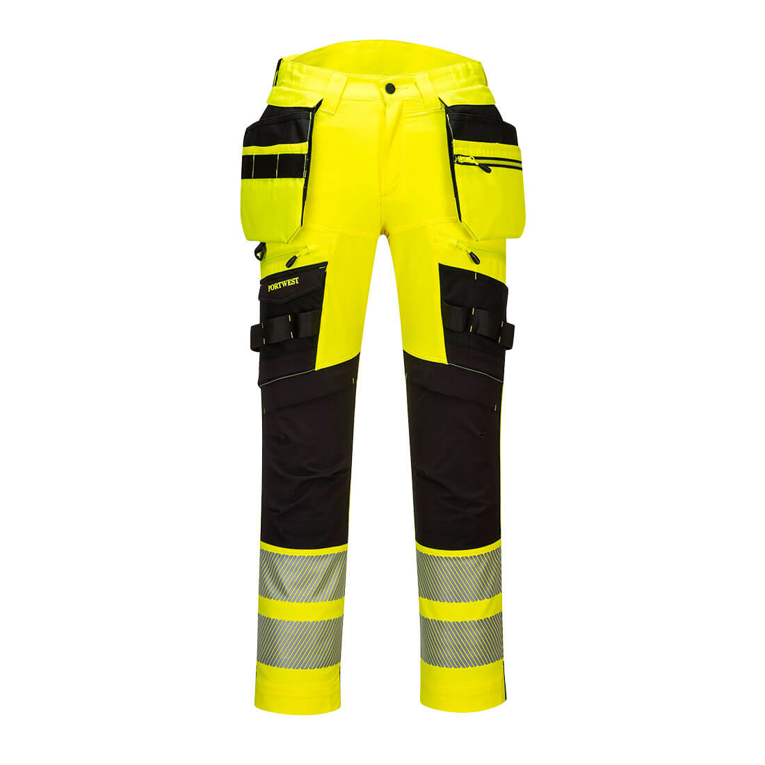 Portwest DX4 Hi-Vis Detachable Holster Pocket Trousers in Yellow/Black, image 2