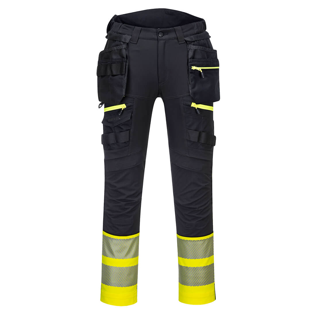 Portwest DX4 Hi-Vis Detachable Holster Pocket Class 1 Trousers in Yellow/Black, main product image