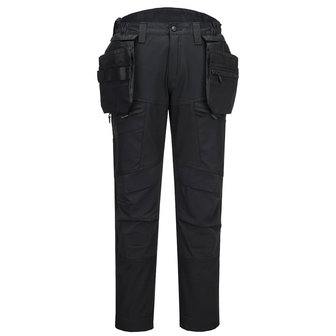 Portwest DX4 Softshell Holster Trousers in All Black, main product image