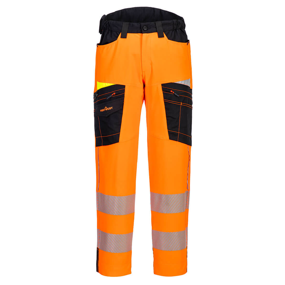 Portwest DX4 Hi-Vis Service Trousers in Orange/Black, main product image