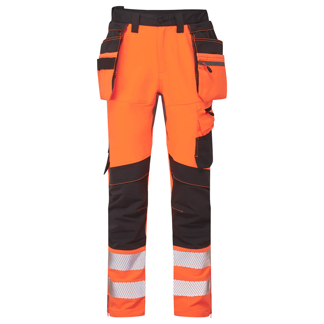 Portwest DX4 Hi-Vis Detachable Holster Pocket Craft Trousers in Orange/Black, main product image