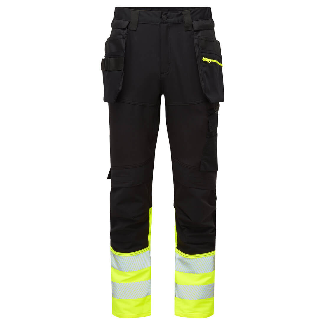 Portwest DX4 Hi-Vis Class 1 Detachable Holster Pocket Craft Trousers in Yellow/Black, image 2