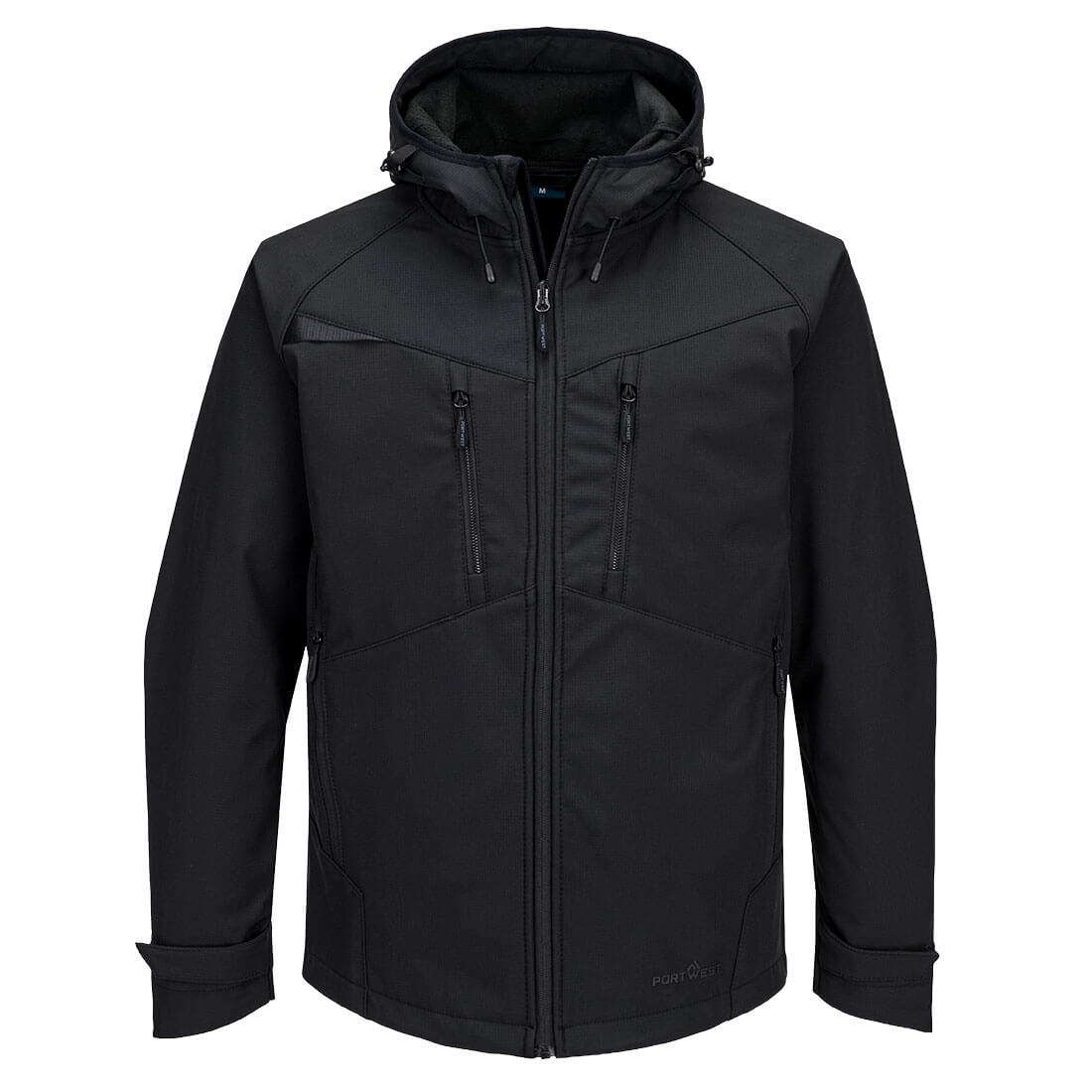 Portwest DX4 Hooded Softshell in All Black, main product image