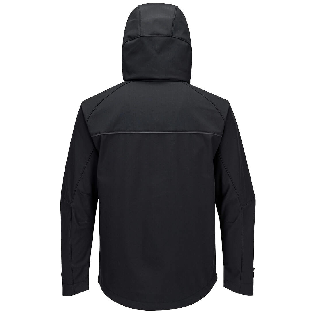 Portwest DX474 DX4 Hooded Softshell (3L) in All Black, back view