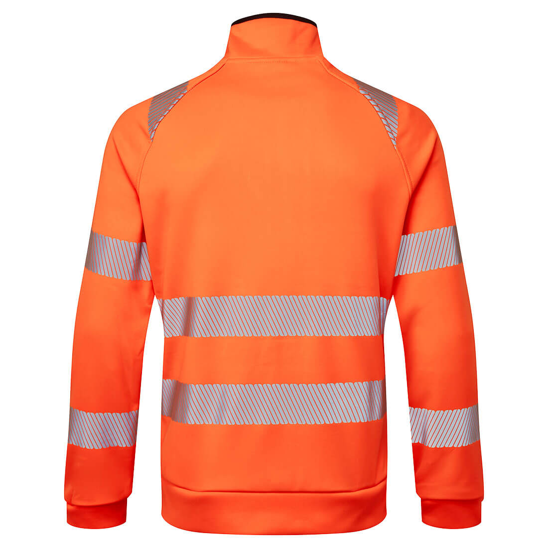 Portwest DX477 DX4 Hi-Vis Funnel Neck Zipped Sweatshirt in Orange/Black, back view