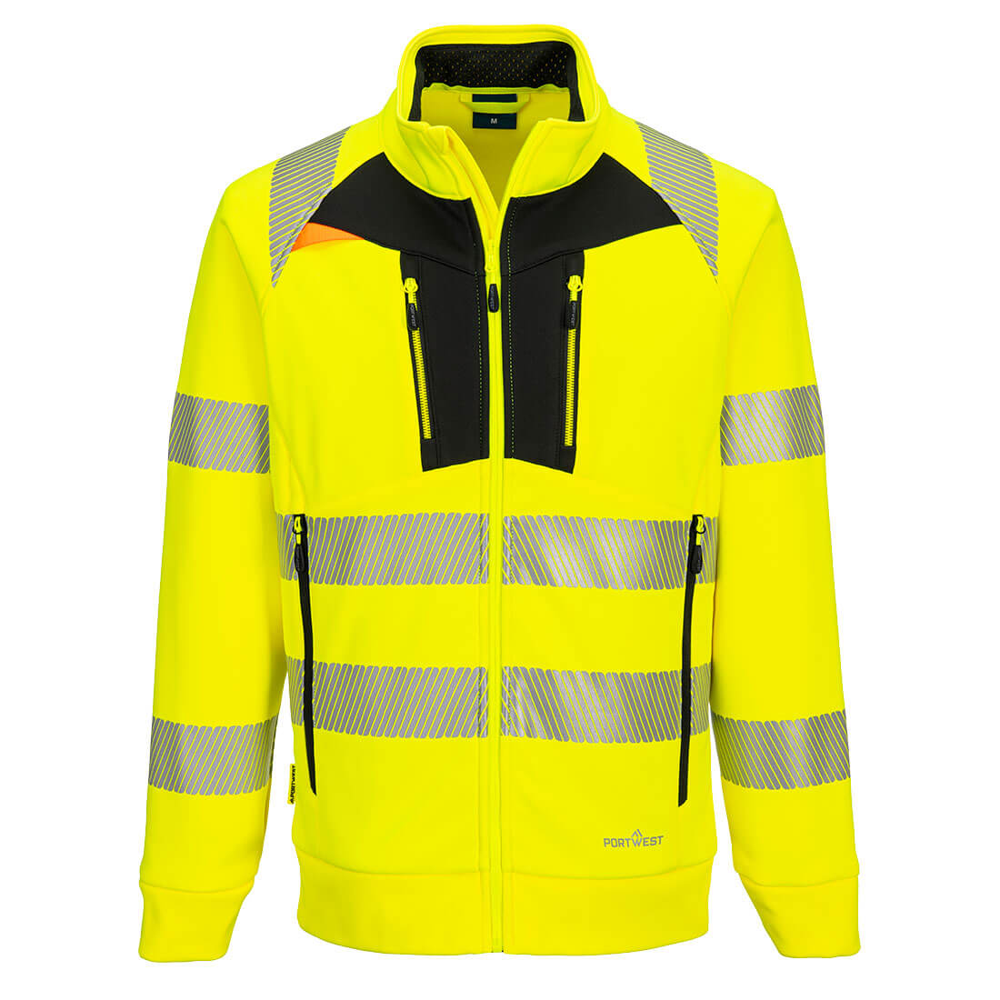 Portwest DX4 Hi-Vis Funnel Neck Zipped Sweatshirt in Yellow/Black, image 2