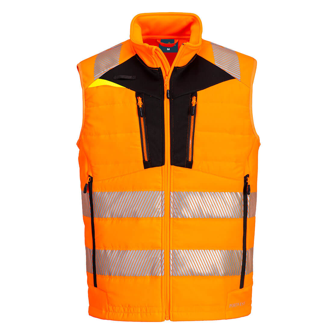 Portwest DX4 Hi-Vis Hybrid Baffle Bodywarmer in Orange/Black, main product image
