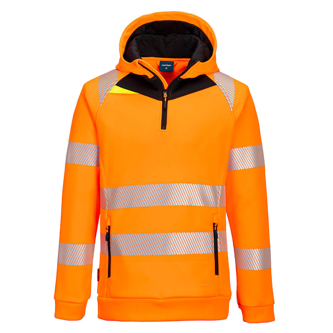 Portwest DX4 Hi-Vis 1/4 Zip Hoodie in Orange/Black, main product image