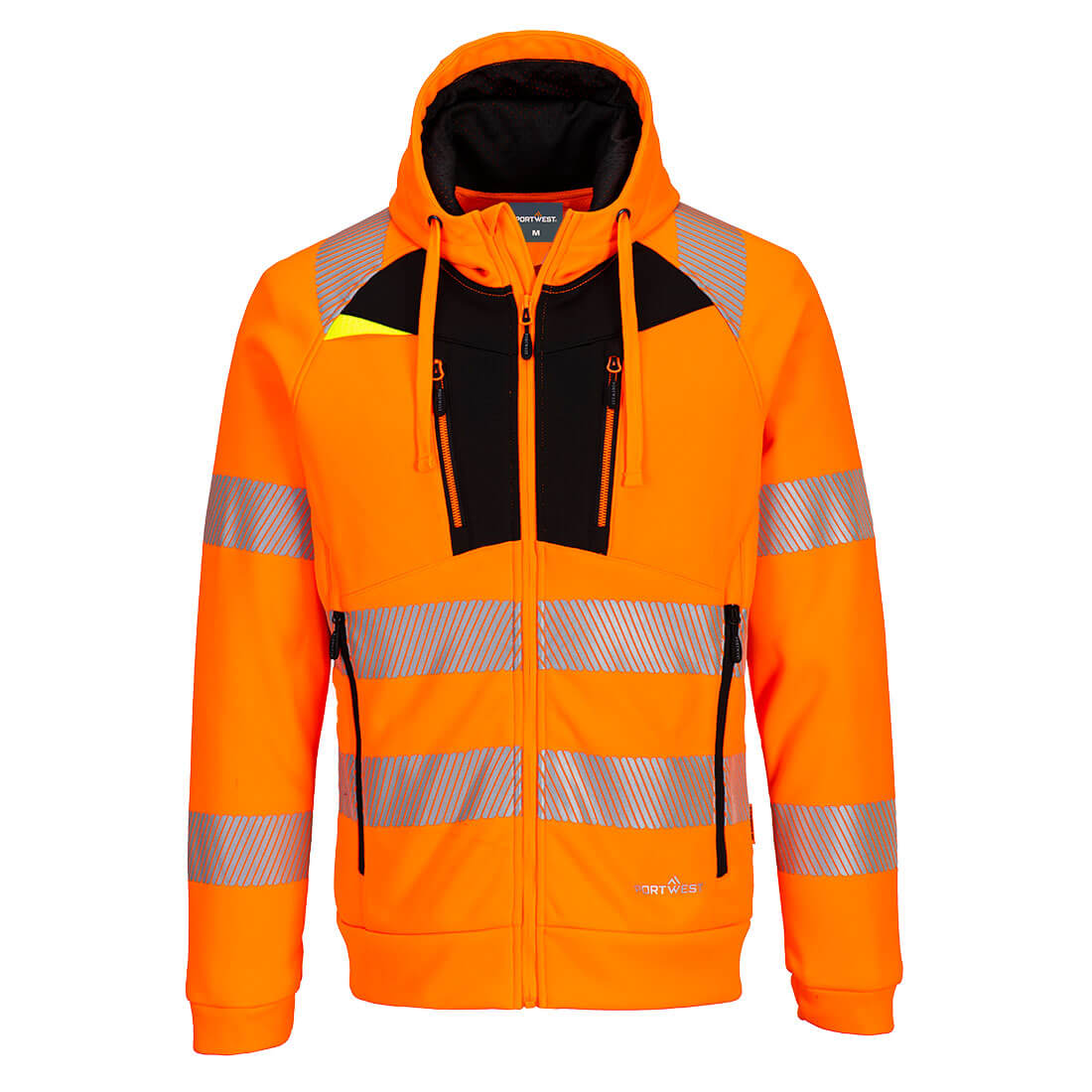 Portwest DX4 Hi-Vis Zip Hoodie in Orange/Black, main product image