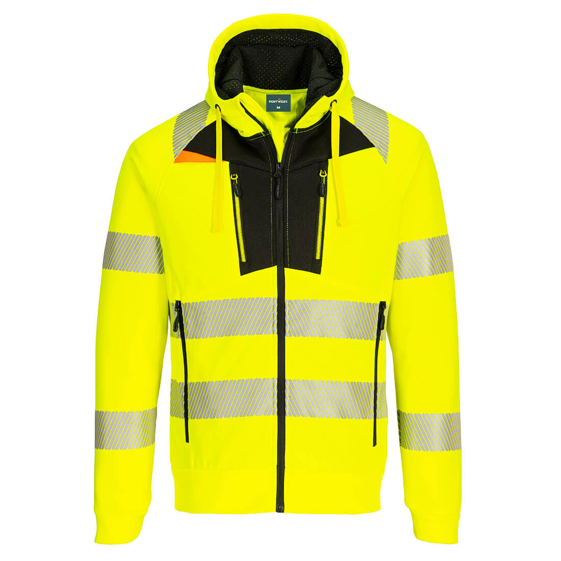 Portwest DX4 Hi-Vis Zip Hoodie in Yellow/Black, image 2