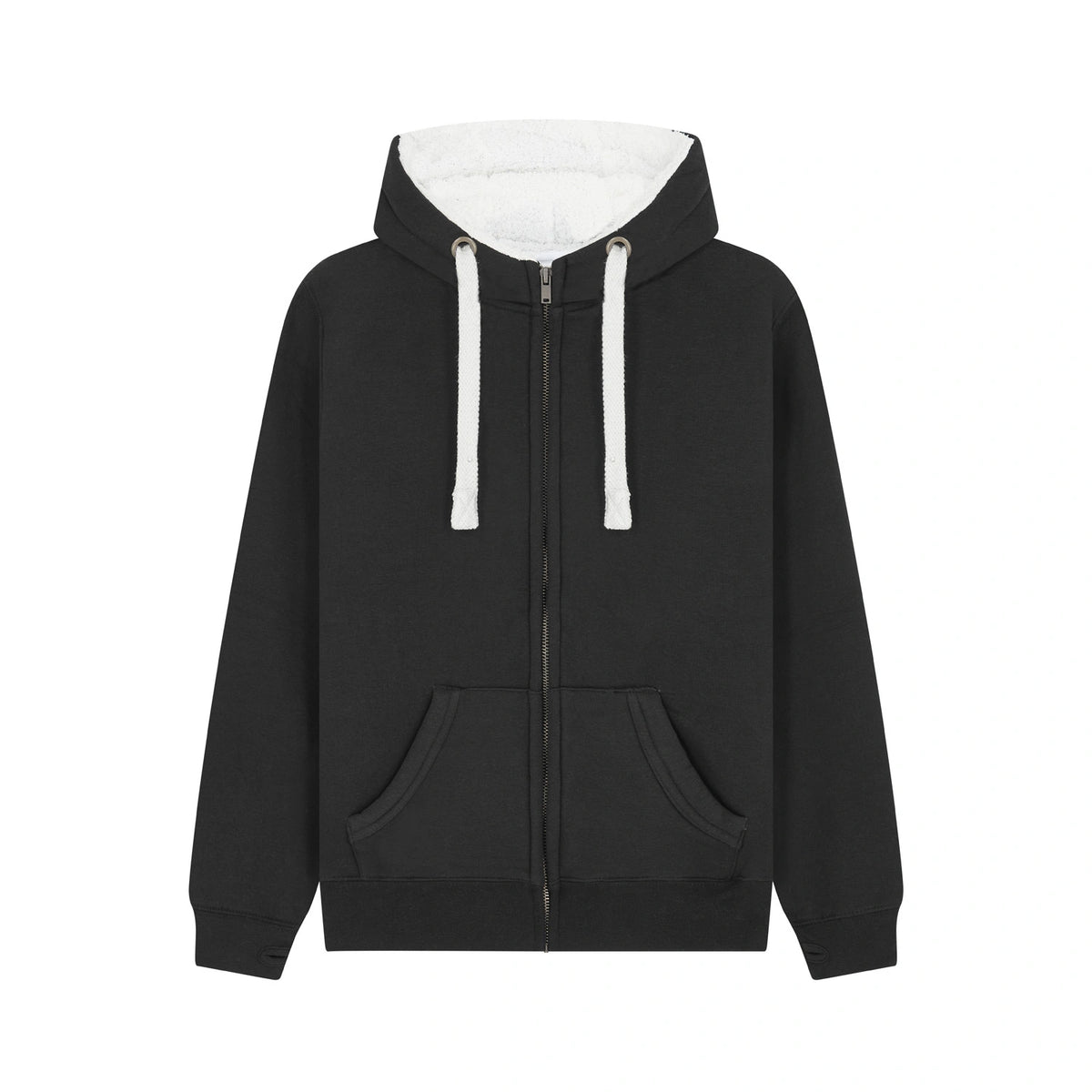 Cotton Ridge F15 Sherpa Fleece Zip Hoodie in Dusty Black, front view