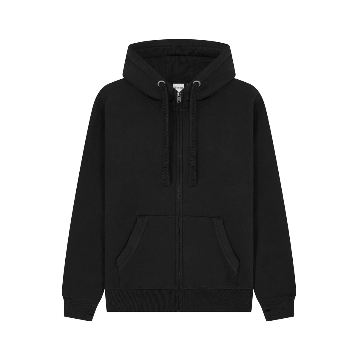 Cotton Ridge W41PF Jupiter Peach Finish Zip hoodie in Dusty Black, front view