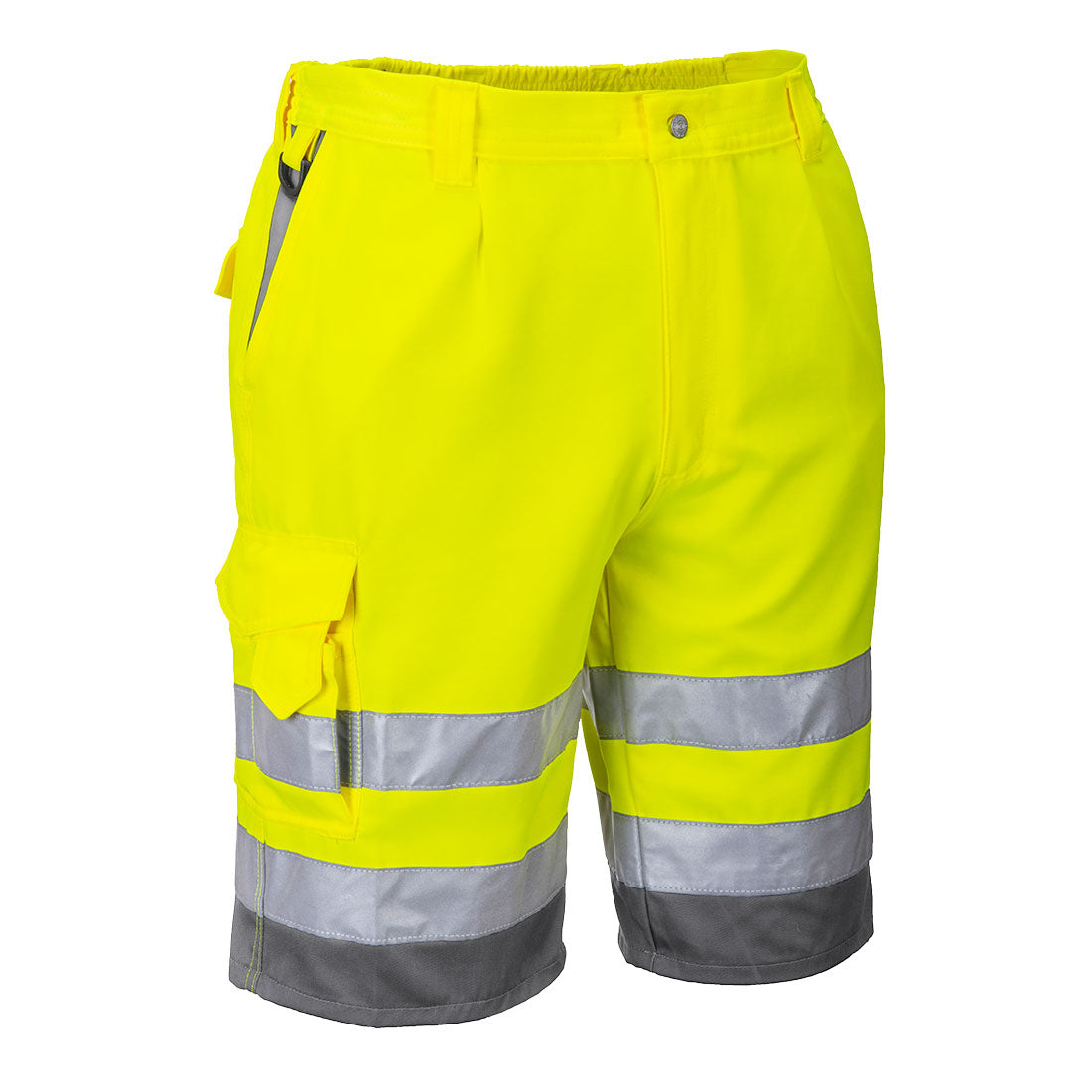 Portwest Hi-Vis Contrast Shorts in Yellow/Grey, image 2