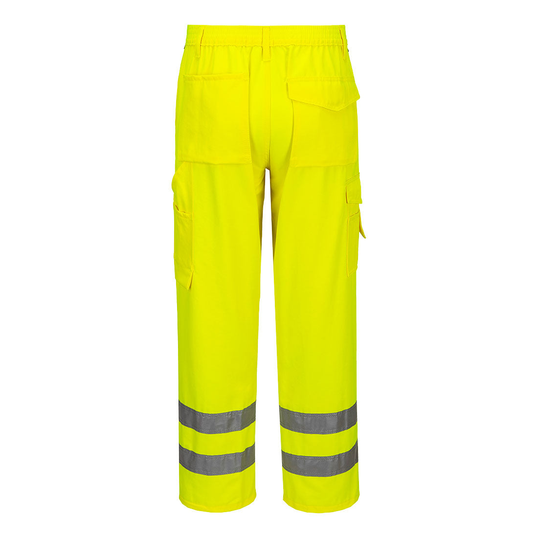 Portwest E046 Hi-Vis Work Trousers in Yellow, back view