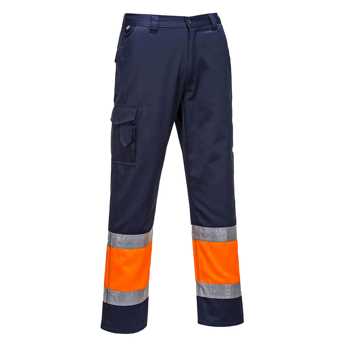 Portwest Hi-Vis Contrast Class 1 Service Trousers in Orange/Navy, main product image