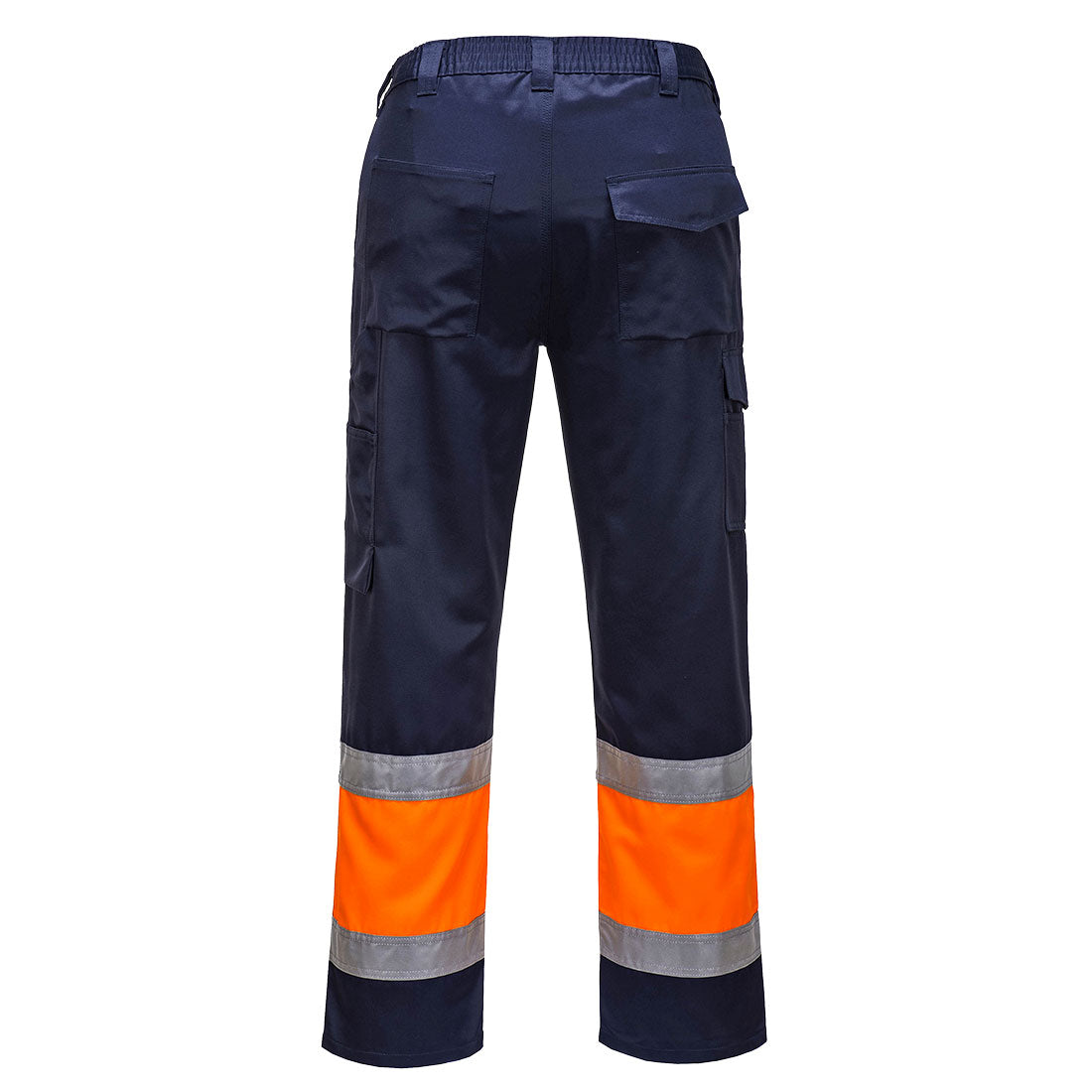 Portwest E049 Hi-Vis Contrast Class 1 Service Trousers in Orange/Navy, back view
