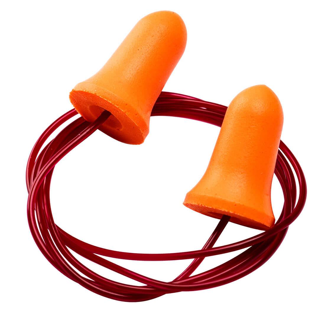 Portwest Bell Comfort PU Foam Ear Plugs Corded (200 Pairs) in Orange, main product image