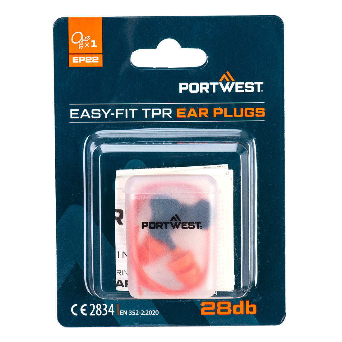 Portwest Easy Fit TPR Corded (1 Pair) in Orange, main product image