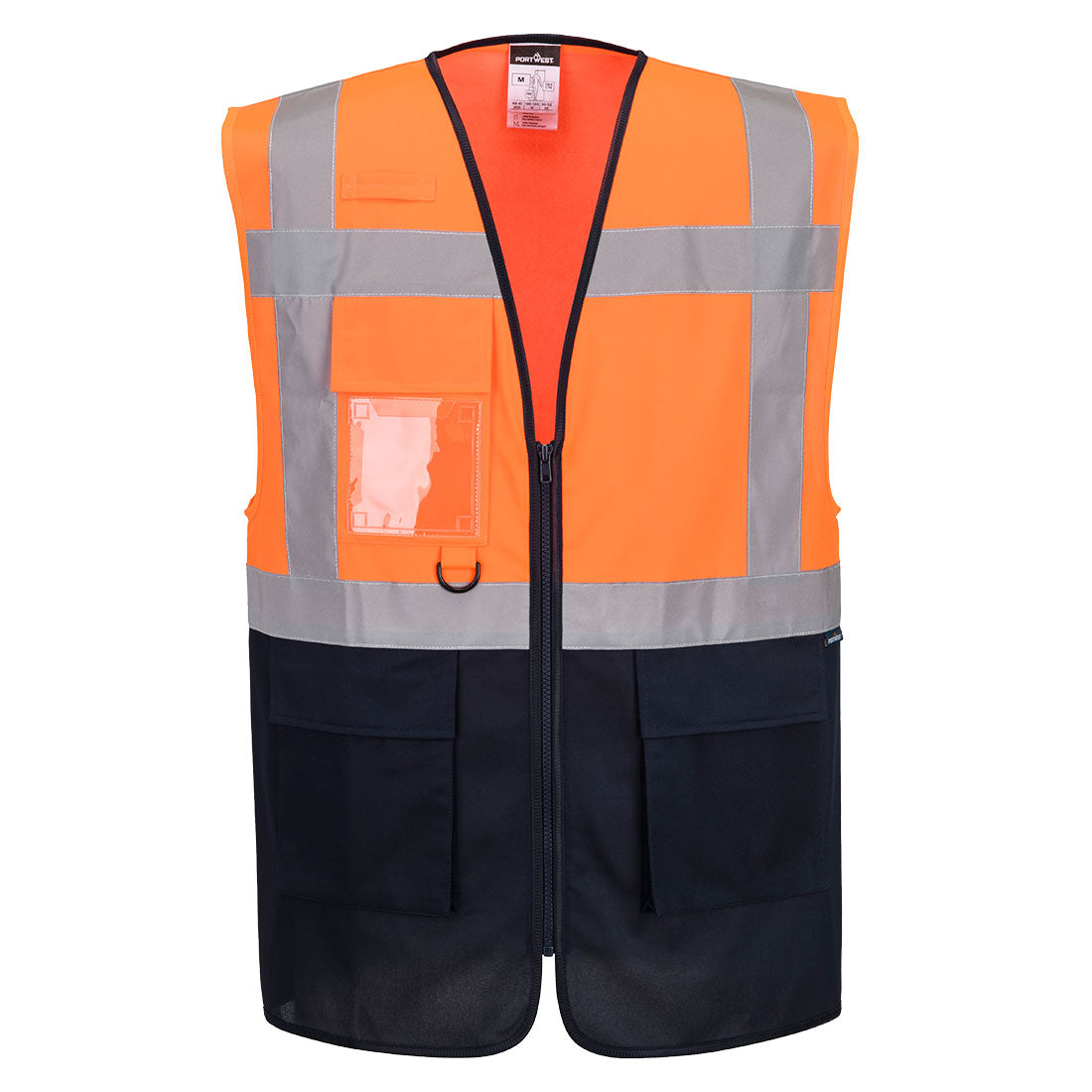 Portwest ES1 Essential Hi-Vis Contrast Executive Vest in Orange/Navy, main product image