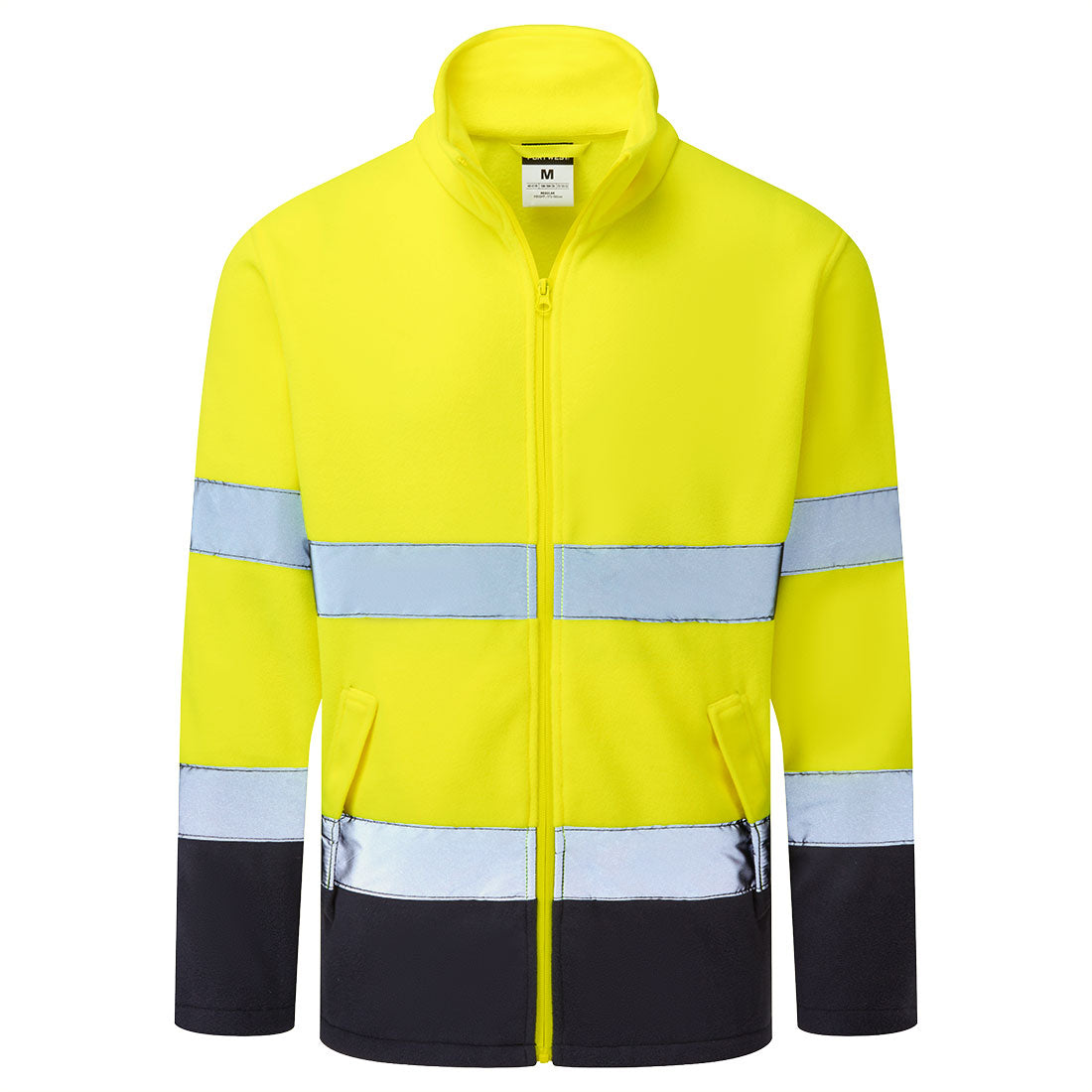 Portwest ES1 Essential Hi-Vis Contrast Fleece in Yellow/Navy, image 2