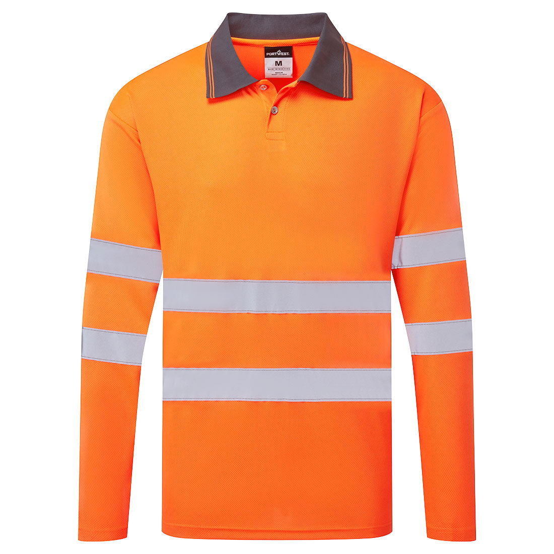 Portwest ES1 Essential Hi-Vis Polo Shirt L/S in Orange, main product image