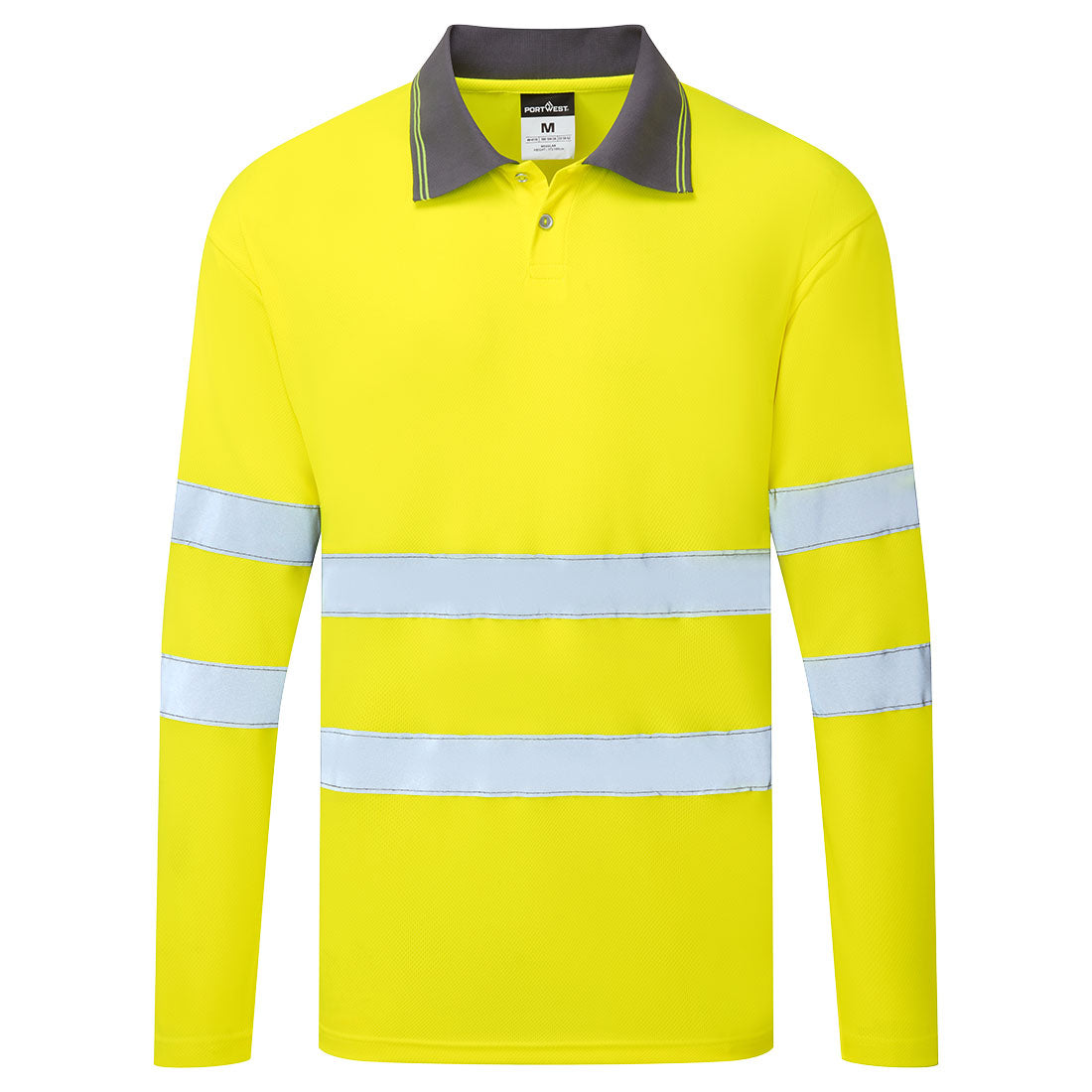 Portwest ES1 Essential Hi-Vis Polo Shirt L/S in Yellow, image 2